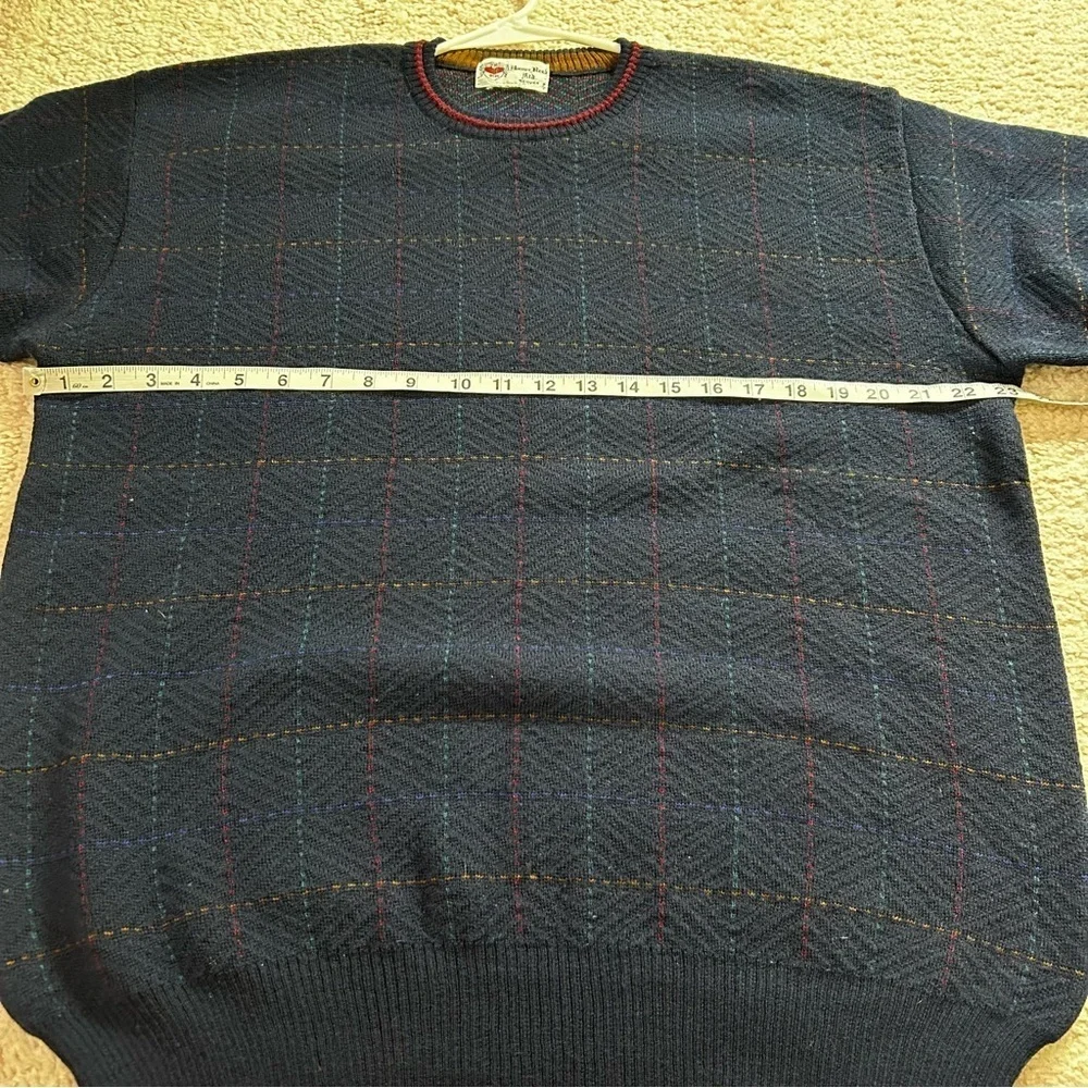 Homer Reed Ltd Denver Navy Wool Sweater Windowpane‎ Knit Size Medium